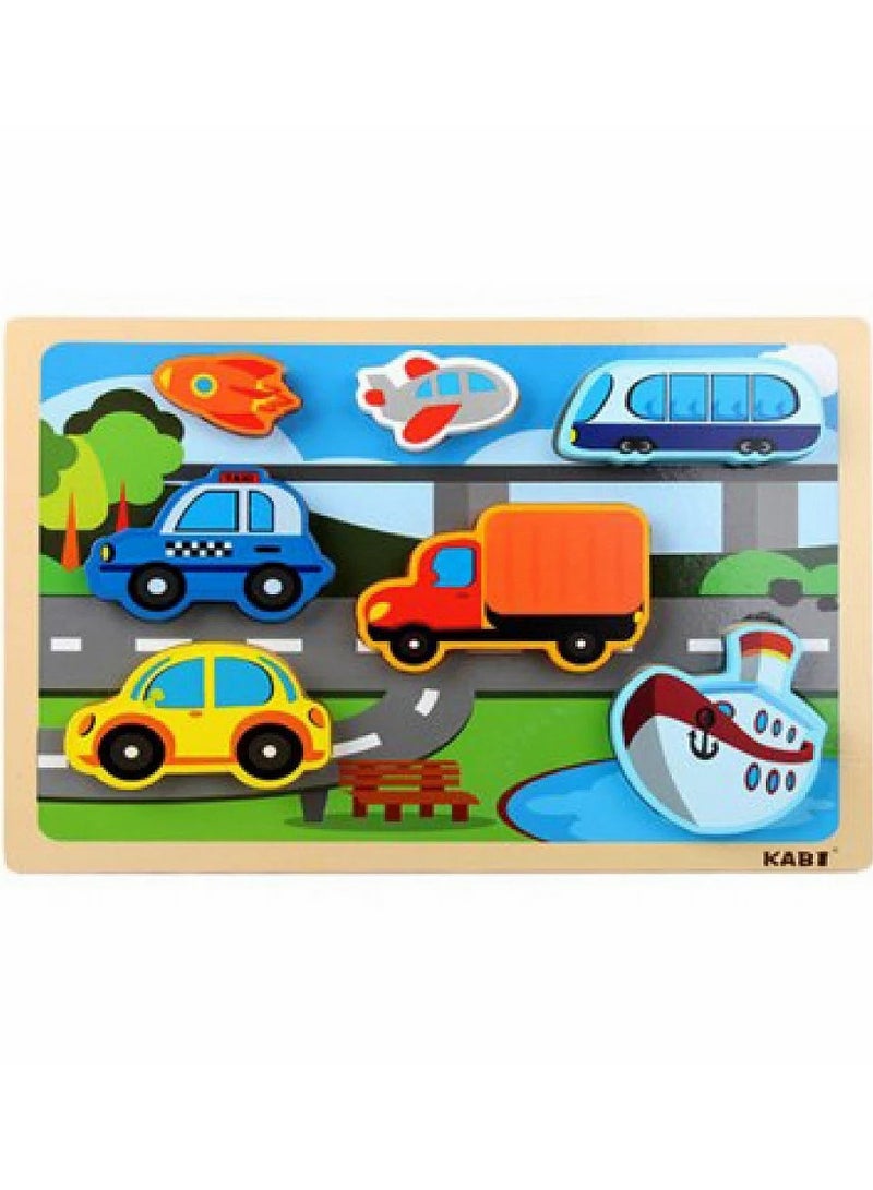 The Wooden Transportation Shape Matching Puzzle is a fun educational toy