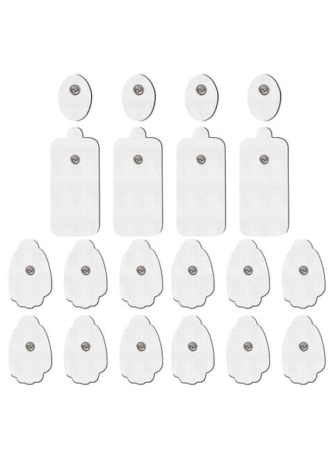TENS Unit Replacement Pads, 20 Pack Snap Electrode Pads for Tens Unit with Standard 3.5mm snap-on Connector Compatible with Belifu TENS Reuse More Than 35 Times (white）