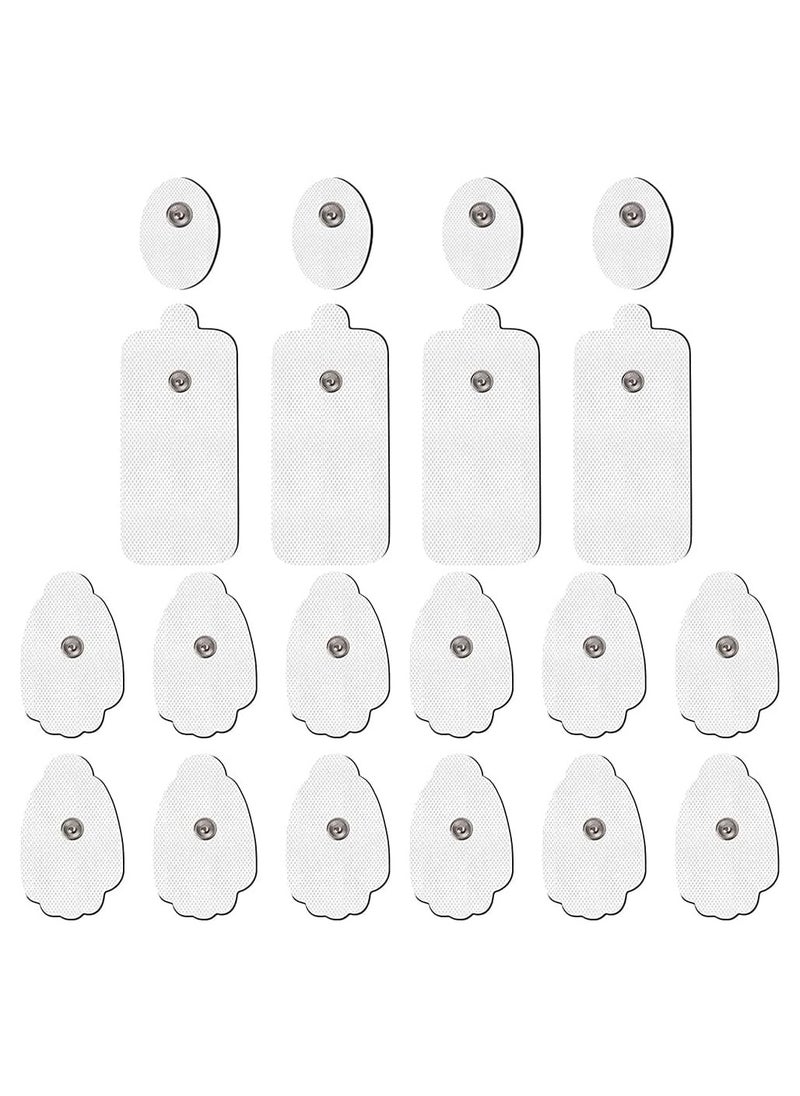 TENS Unit Replacement Pads, 20 Pack Snap Electrode Pads for Tens Unit with Standard 3.5mm snap-on Connector Compatible with Belifu TENS Reuse More Than 35 Times (white）