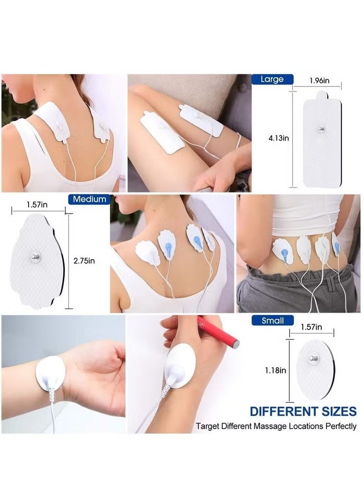 TENS Unit Replacement Pads, 20 Pack Snap Electrode Pads for Tens Unit with Standard 3.5mm snap-on Connector Compatible with Belifu TENS Reuse More Than 35 Times (white）