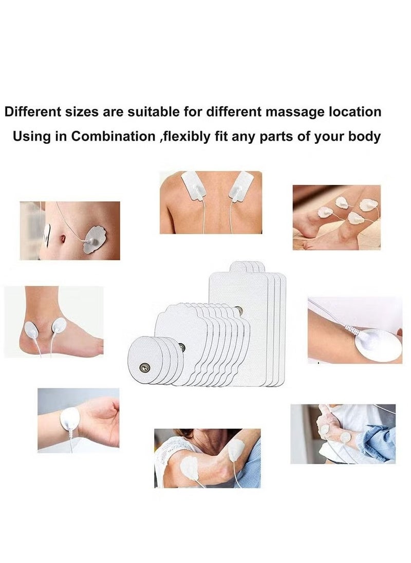 TENS Unit Replacement Pads, 20 Pack Snap Electrode Pads for Tens Unit with Standard 3.5mm snap-on Connector Compatible with Belifu TENS Reuse More Than 35 Times (white）