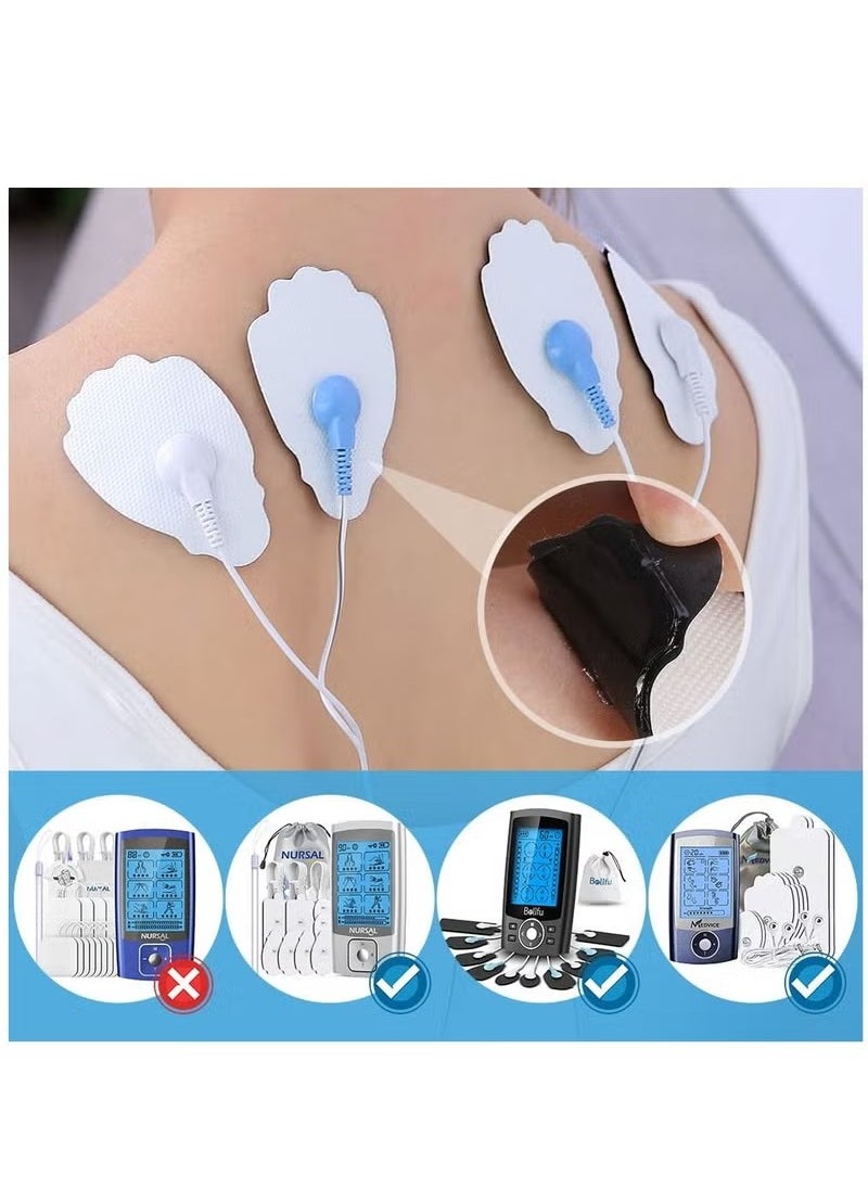 TENS Unit Replacement Pads, 20 Pack Snap Electrode Pads for Tens Unit with Standard 3.5mm snap-on Connector Compatible with Belifu TENS Reuse More Than 35 Times (white）