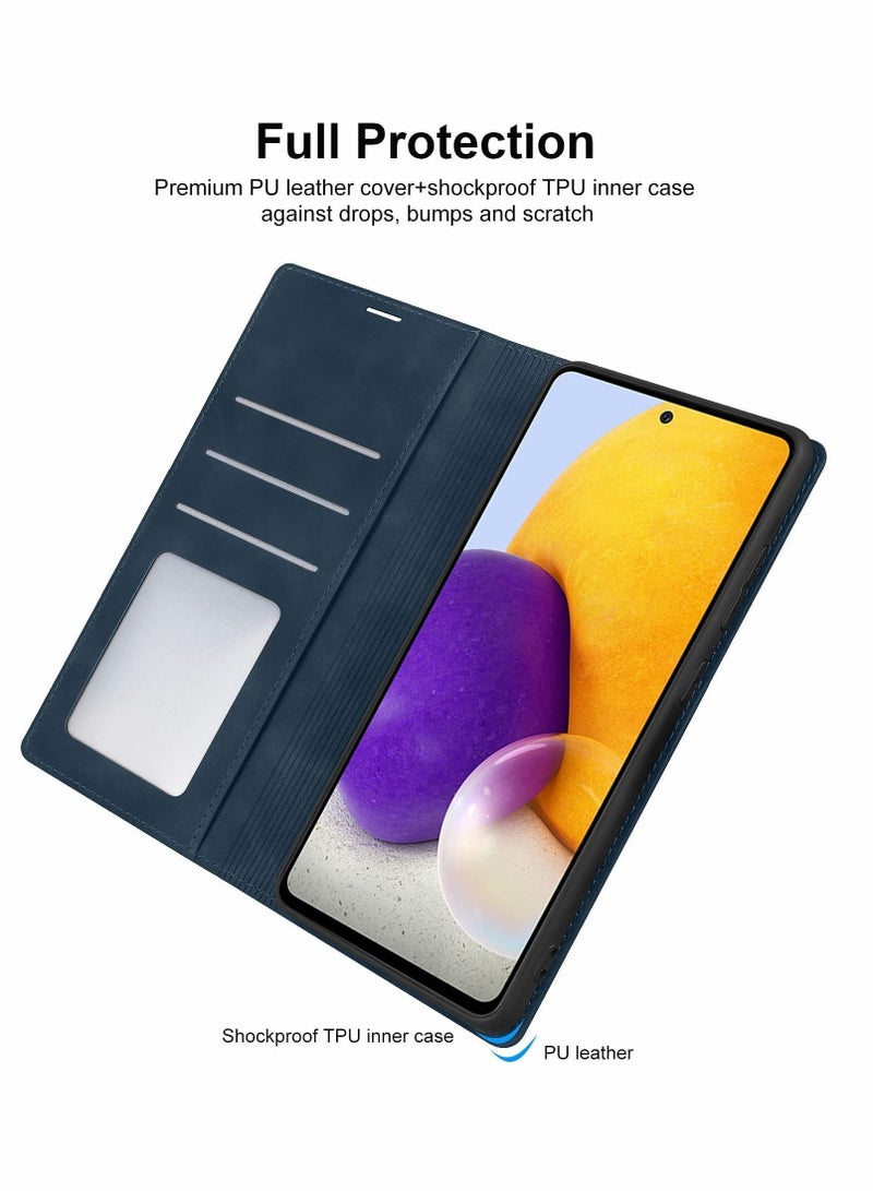 Y&D Case for Samsung A52 Cover Wallet Leather Flip Case, Kickstand Card Holder Slots Galaxy (Blue)  - Image 3