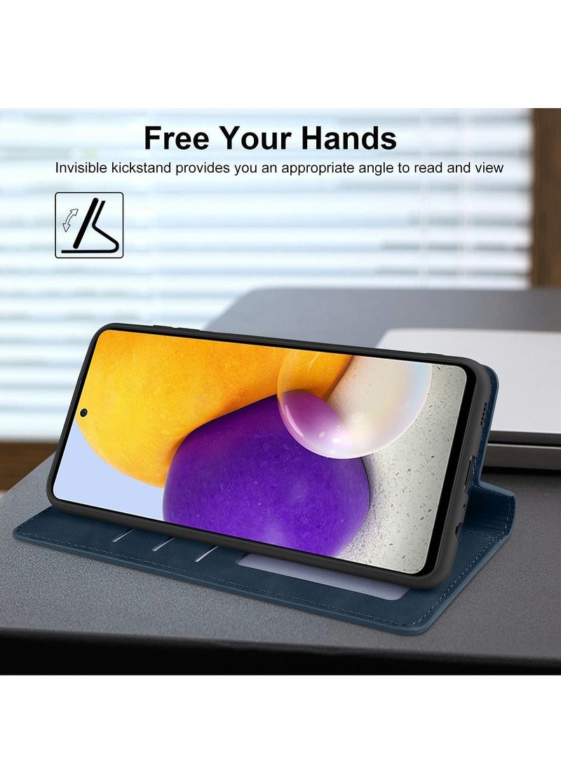 Y&D Case for Samsung A52 Cover Wallet Leather Flip Case, Kickstand Card Holder Slots Galaxy (Blue)  - Image 5
