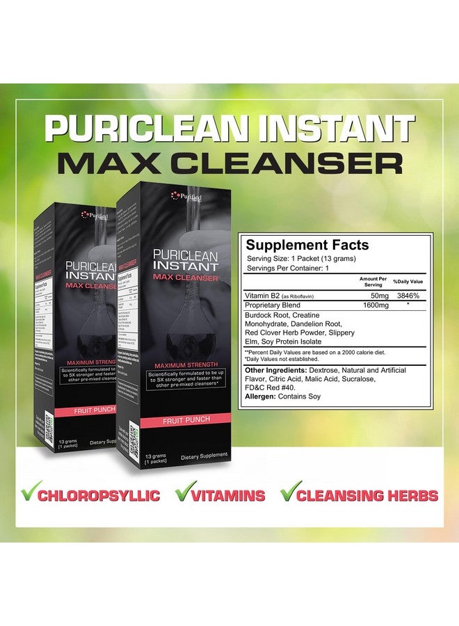 Wellgenix Puriclean Instant Max Cleanser, 5X Stronger Fast Acting Powder, Fruit Punch Flavor, Premium Herbal Cleanse Detox, Full Body Cleanser, Ideal for High Toxin Levels, 1 Packet (13g) - Image 2