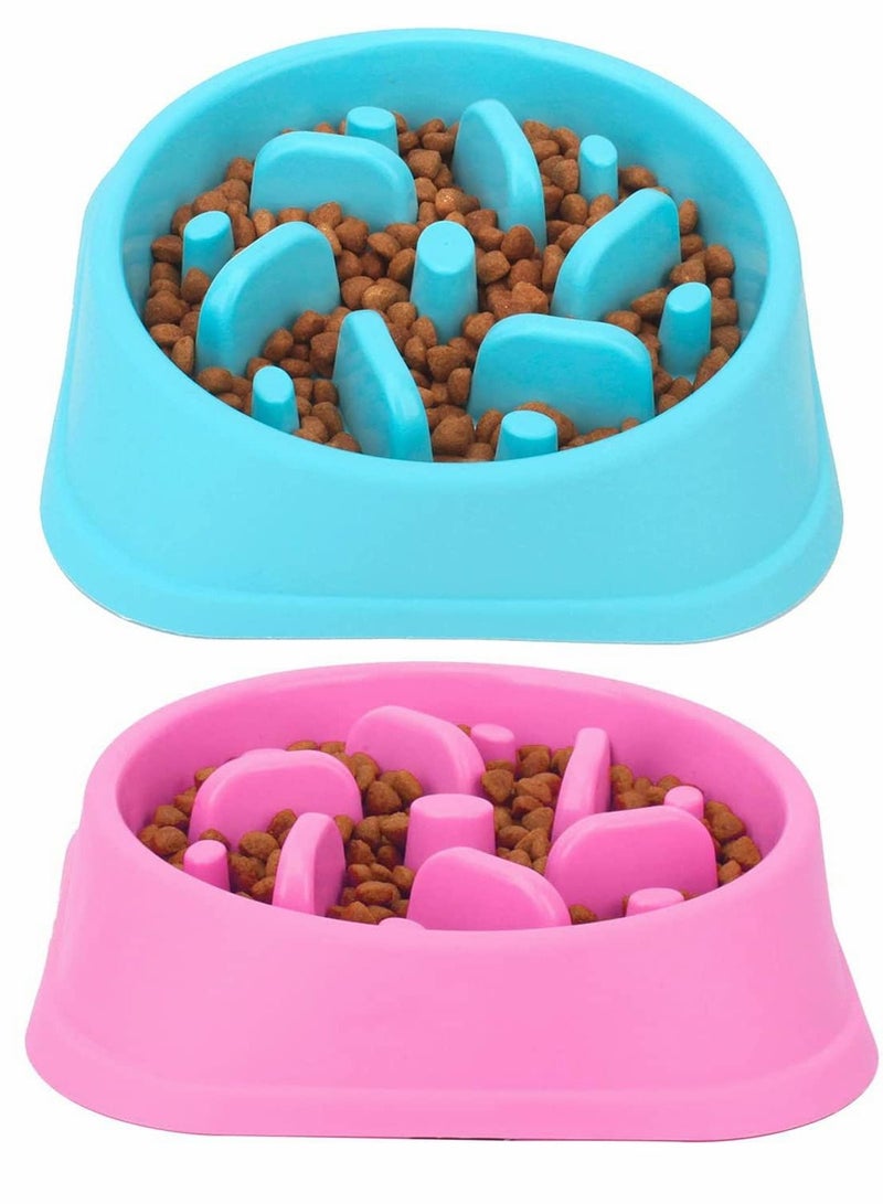 SYOSI Dog Slow Feeding Bowl, Slow Feeding Dog Bowl, Non-Slip Puzzle Bowl, Feeding Tray, Dog Bowl, Durable And Healthy Design To Prevent Choking Dog Bowl (2PCS, Blue And Pink) - Image 1