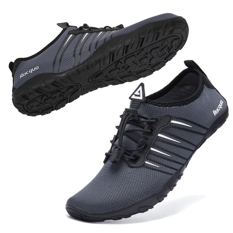 Racqua Diving Water Shoes Quick Dry Barefoot Beach Aqua Sport Swim Surf Pool for Men Women Grey 12 Women/11 Men - Image 1