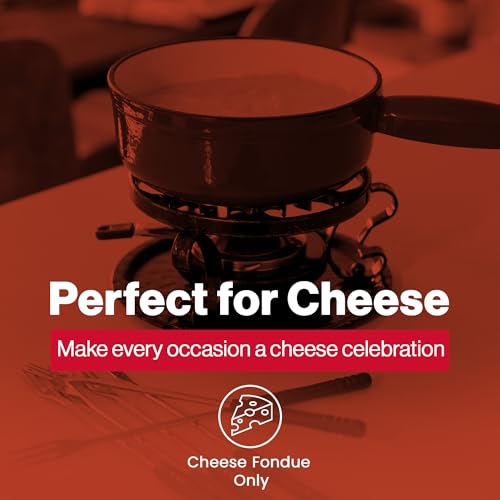 Swissmar Lugano Cast Iron Cheese Fondue Set, 9-Piece, 2 QT / 2 L - Ideal for Melting Cheese, Chocolates, Caramel, & More - Perfect for Kitchen Collection & Gift Giving - Cherry Red - Image 3