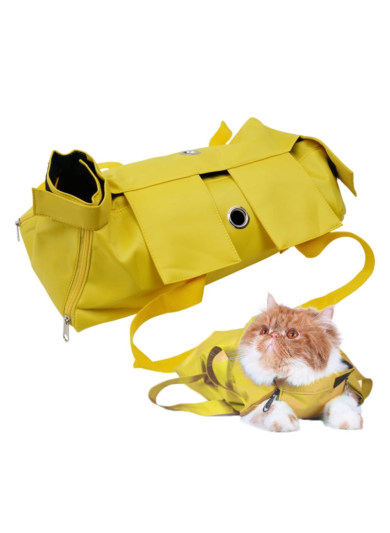 Cat Nail Trimming Restraint Bag Anti Scratch Yellow Medium Size for Grooming and Medical Care - Image 1