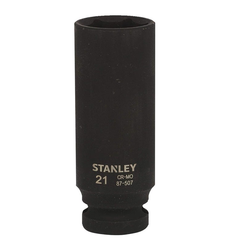 Stanley STANLEY STMT875078B 12inch 21mm ChromeMolybdenum Steel Impact Deep Socket Black  - Image 1