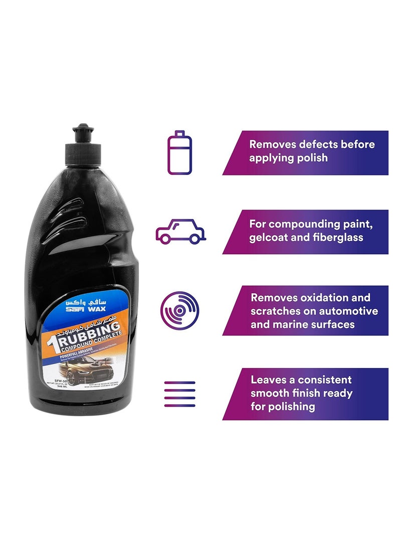 Safi WAX Car Rubbing Compound Complete 946ml Powerful Abrasive Rubbing Compound Removes Paint Defects Scratches SAFI WAX SFW50 - Image 5