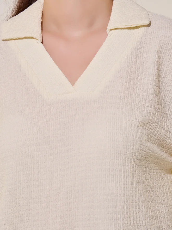 Take Two Take Two Textured Polo Neck Short Sleeve T-Shirt