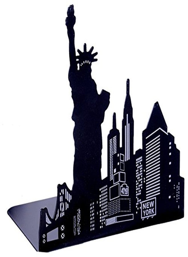 oddpod™ Liberty Laser-Cut Metal Bookends Organizer/Decorative Non-Skid Desktop Book Shelf for Office Decor, Book Shelf, Living Room, Library, School & Home Décor 1339 6.5" - Black - Image 2