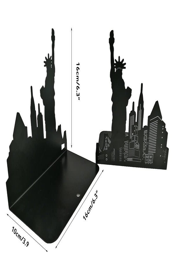 oddpod™ Liberty Laser-Cut Metal Bookends Organizer/Decorative Non-Skid Desktop Book Shelf for Office Decor, Book Shelf, Living Room, Library, School & Home Décor 1339 6.5" - Black - Image 5