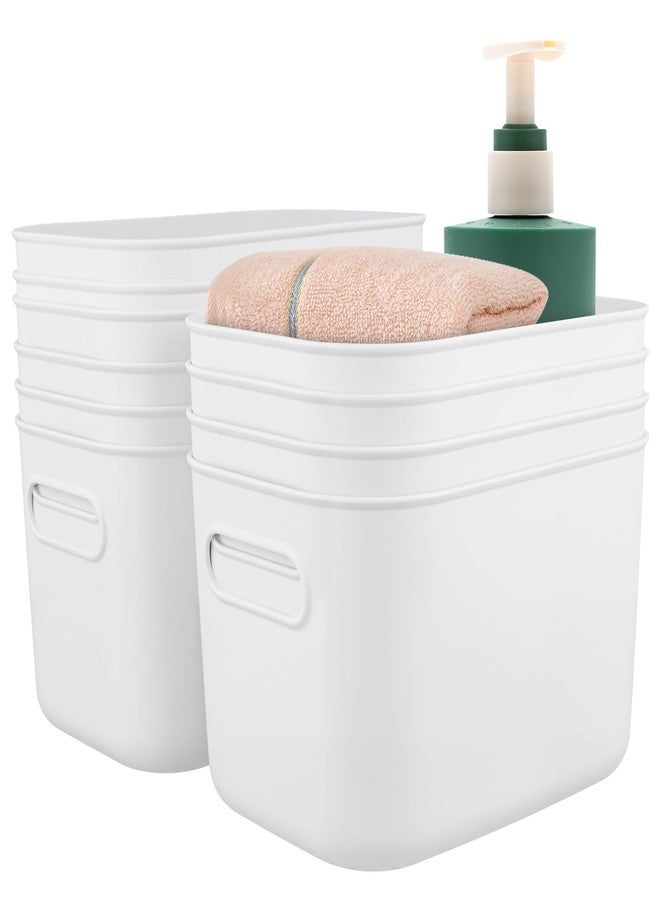 HOZEON 10 Pack White Plastic Storage Bins with Handle, Stackable Cupboard Organiser Pantry Storage Boxes for Shelves, Drawers, Bathroom, 10 x 7 x 6 Inch - Image 1