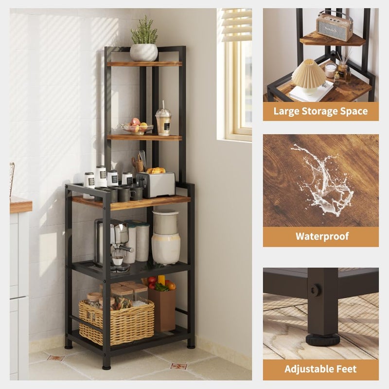 LINGMI Plant Stand, Corner Shelf Stand, 5-Tier Corner Bookshelf, Tall Standing Storage Shelf Organizer with Metal Frame & Wood Shelves, Plant Stand Indoor for Home Decor, Bedroom, Living Room, Office - Image 5