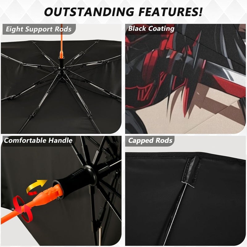 Windshield Sun Shade Umbrella Anime Sword Woman – Fashion Design, Protect Car from Sun & Heat Damage, Easy Store, Universal Fit 55” x 27.5” - Image 4