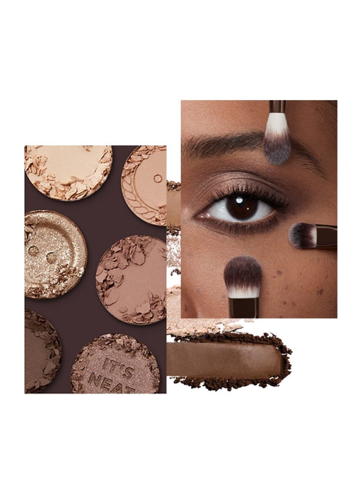 Tingphe My Fave-Mood Eye Paleete, Button-9 Colors Neutral Eyeshadow Palette, Matte Shimmer Nude Eye Shadow Palette, Earth Tones Brown Eyeshadow, Neutral Nude Tones for Everyday Wear - Image 4