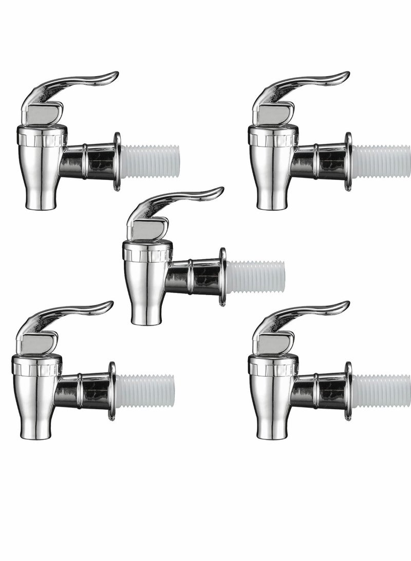 Y&D Replacement Spigot for Beverage Dispenser,Push Style Spigots,Water Dispenser Spout Silver 5 Pack - Image 1