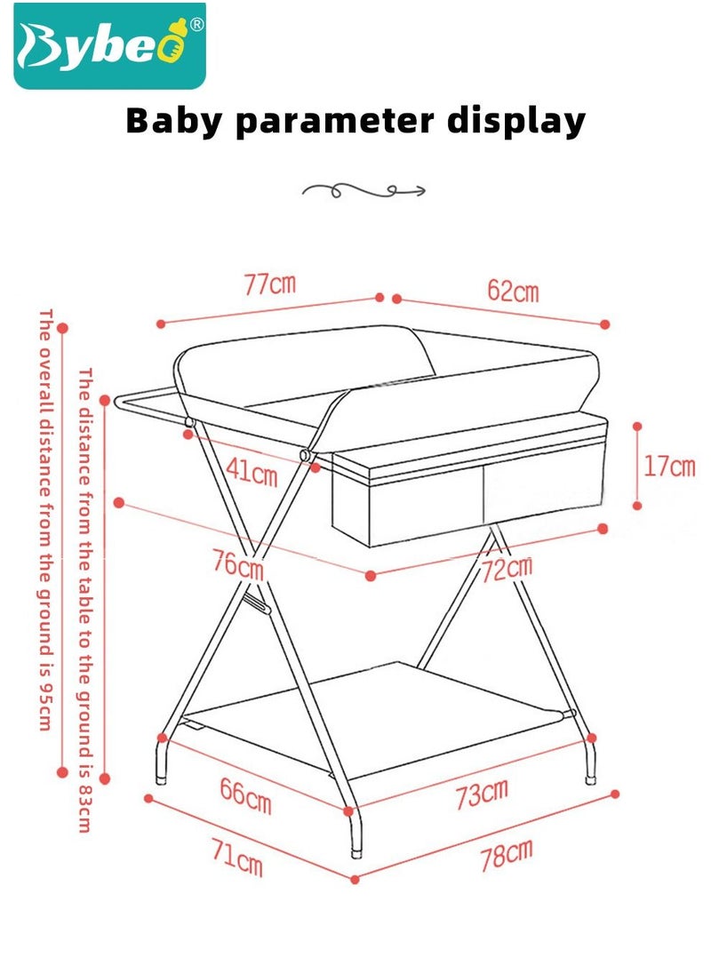 Bybeo - 4 in 1 Baby Changing Table Infant Foldable Nursery Change Tables with Unit Storage Bags and Wheels,Adjusted in Three Steps for Healthy and Safety - Image 1