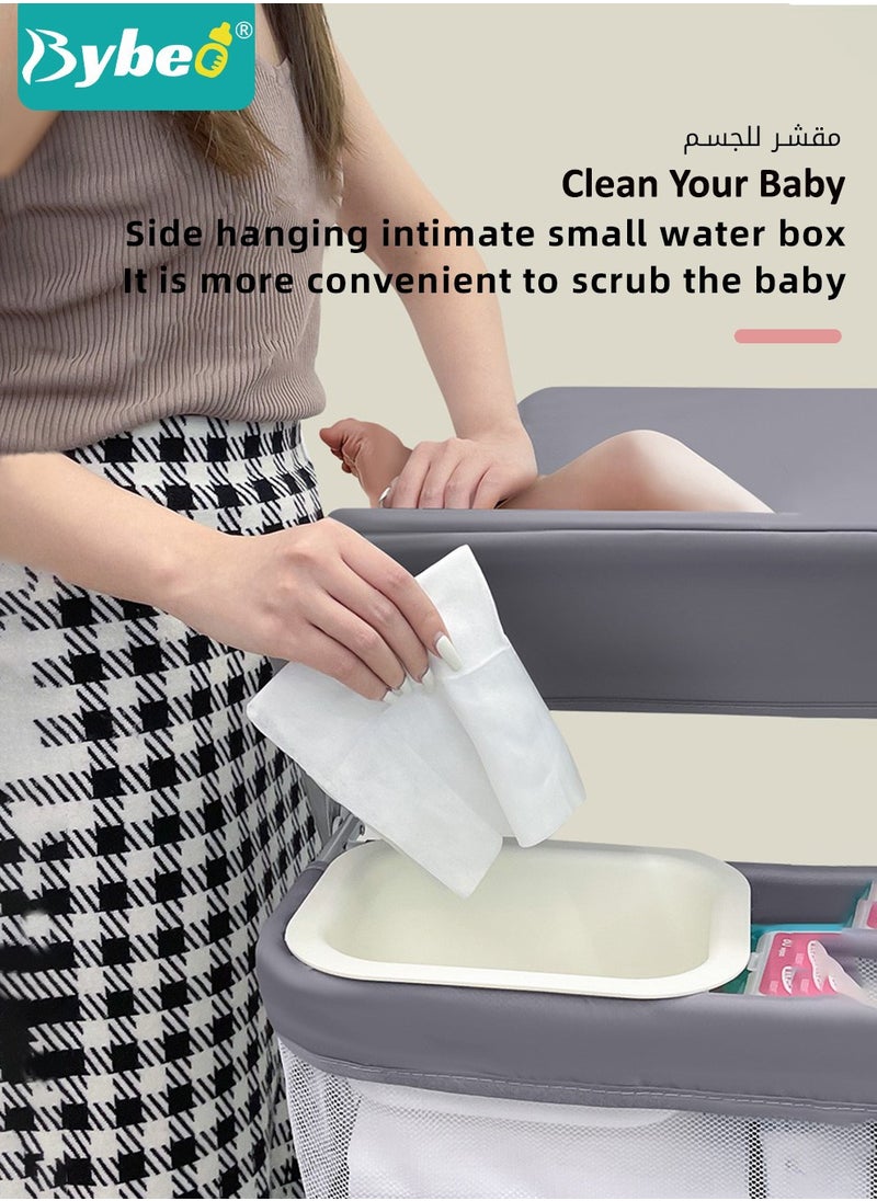 Bybeo - 4 in 1 Baby Changing Table Infant Foldable Nursery Change Tables with Unit Storage Bags and Wheels,Adjusted in Three Steps for Healthy and Safety - Image 1