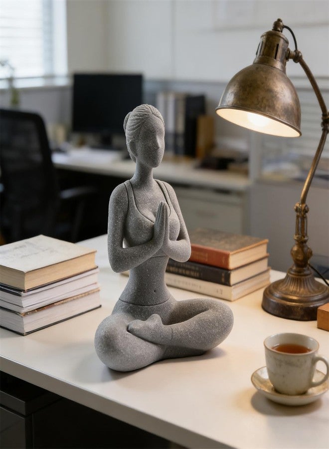 livelyfish Yoga Lady Statue Sandstone Yoga Pose Figure Meditation Women Collectible Figurines for Home Shelf Aquarium Fish Tank Decor (B-Style) - Image 2