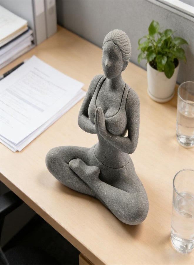 livelyfish Yoga Lady Statue Sandstone Yoga Pose Figure Meditation Women Collectible Figurines for Home Shelf Aquarium Fish Tank Decor (B-Style) - Image 3
