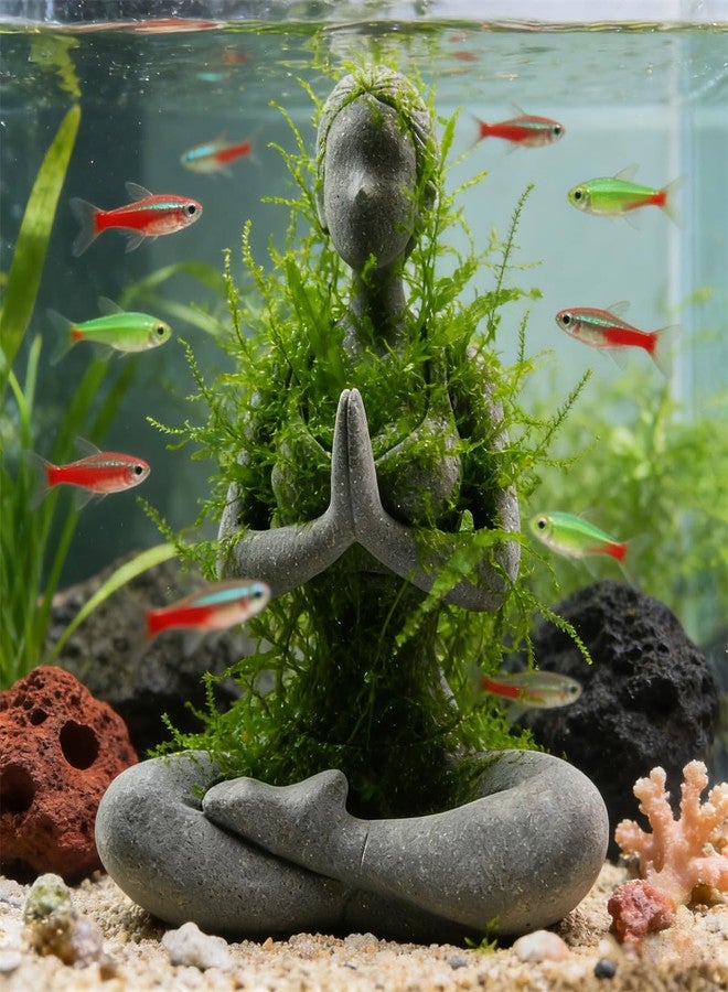 livelyfish Yoga Lady Statue Sandstone Yoga Pose Figure Meditation Women Collectible Figurines for Home Shelf Aquarium Fish Tank Decor (B-Style) - Image 5