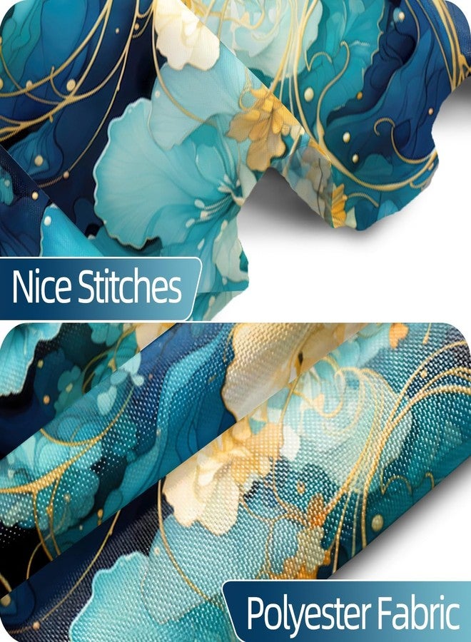 Uiiooazy Blue Shower Curtain for Bathroom Teal Blue Yellow Flowers Shower Curtain Set with Hooks Abstract Navy Blue Black Bathtub Decor Waterproof Fabric Curtains 72x72inches - Image 5