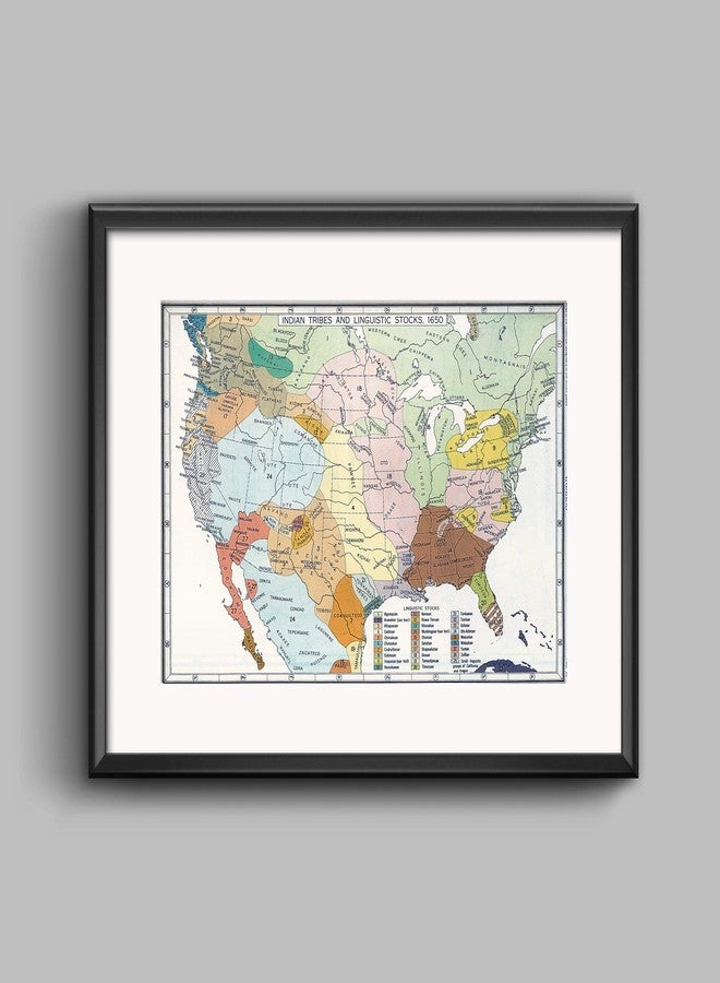 ArtCantHurtU 1650 US Native American Tribes Map Indian Languages - Linguistic Stocks Poster Historical Poster Unframed - Social Studies Classroom Decorations (23"x31") - Image 4