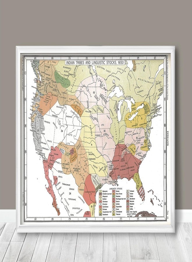 ArtCantHurtU 1650 US Native American Tribes Map Indian Languages - Linguistic Stocks Poster Historical Poster Unframed - Social Studies Classroom Decorations (23"x31") - Image 3