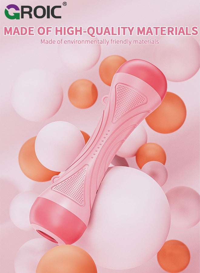 جرويك 3 in 1 Multifunction Adjustable Weight Barbell Dumbbell Resistance Bands Set, 8 Weight Blocks of 0.5 kg, Connecting Rod and Elastic Rope Home Gym for Men Women Exercise Fitness - Pink - Image 5