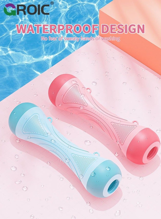 جرويك 3 in 1 Multifunction Adjustable Weight Barbell Dumbbell Resistance Bands Set, 8 Weight Blocks of 0.5 kg, Connecting Rod and Elastic Rope Home Gym for Men Women Exercise Fitness - Pink - Image 4