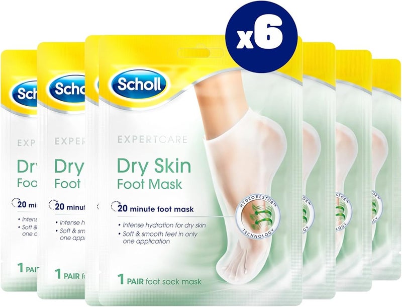 Scholl ExpertCare Dry Skin Foot Mask Nourishing Foot Mask with Coconut Oil Urea and Shea Butter 24Hour Moisture for Dry Foot Skin 6 Pairs of Foot Mask Socks One Size - Image 1