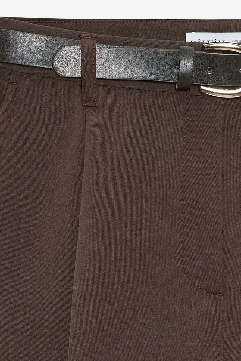 Dilvin Coffee Brown DILVIN High-Waist Wide-Leg Tailored Shorts for Women | Best Price UAE