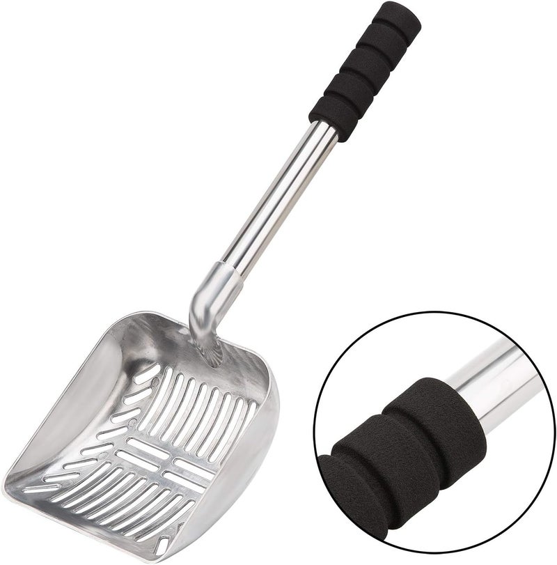 Yangbaga Cat Litter Scoop, 32.8in Long Handle No Bending Back Metal Pet Litter Scoop with Deep Shovel, Detachable Stainless Steel Non-Stick Heavy Duty Cat Litter Scooper with Foam Padded Grip Handle - Image 4