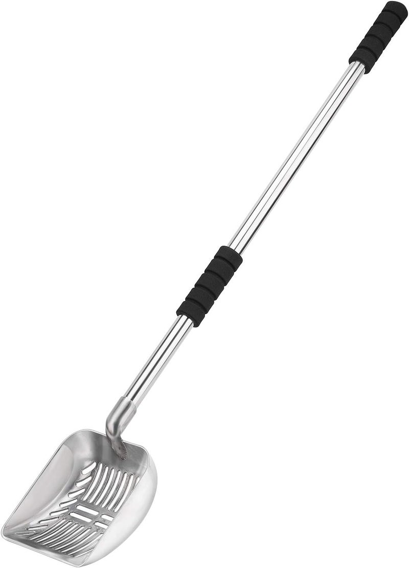 Yangbaga Cat Litter Scoop, 32.8in Long Handle No Bending Back Metal Pet Litter Scoop with Deep Shovel, Detachable Stainless Steel Non-Stick Heavy Duty Cat Litter Scooper with Foam Padded Grip Handle - Image 1