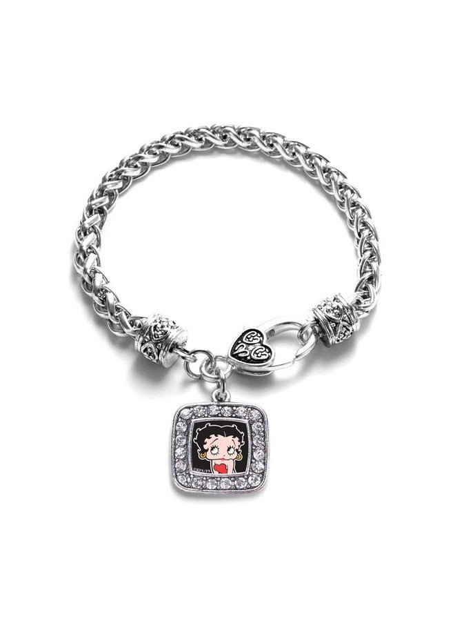 Inspired Silver Betty Boop Braided Bracelet For Women Silver Square Charm Bracelet With Cubic Zirconia Jewelry - Image 1