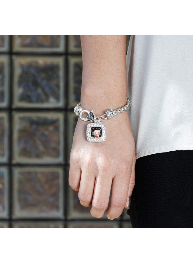 Inspired Silver Betty Boop Braided Bracelet For Women Silver Square Charm Bracelet With Cubic Zirconia Jewelry - Image 3