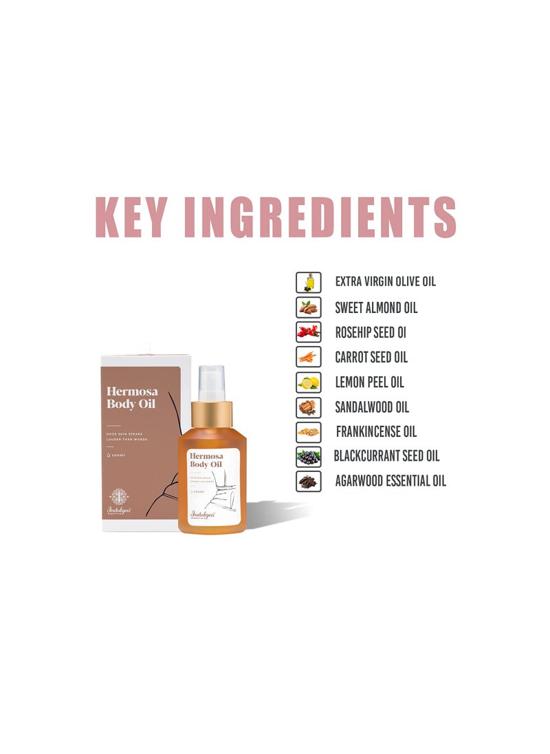 Indulgeo ESSENTIALS Indulgeo Essentials Hermosa Body Oil for Women With Oud Oil Helps Reduce DrY Dull Dark Areas of Skin Like Underarms  - Image 2