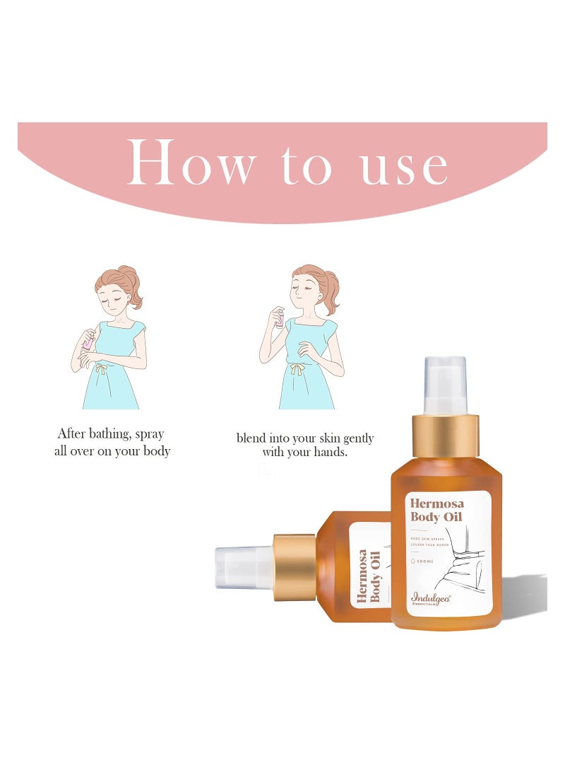 Indulgeo ESSENTIALS Indulgeo Essentials Hermosa Body Oil for Women With Oud Oil Helps Reduce DrY Dull Dark Areas of Skin Like Underarms  - Image 3
