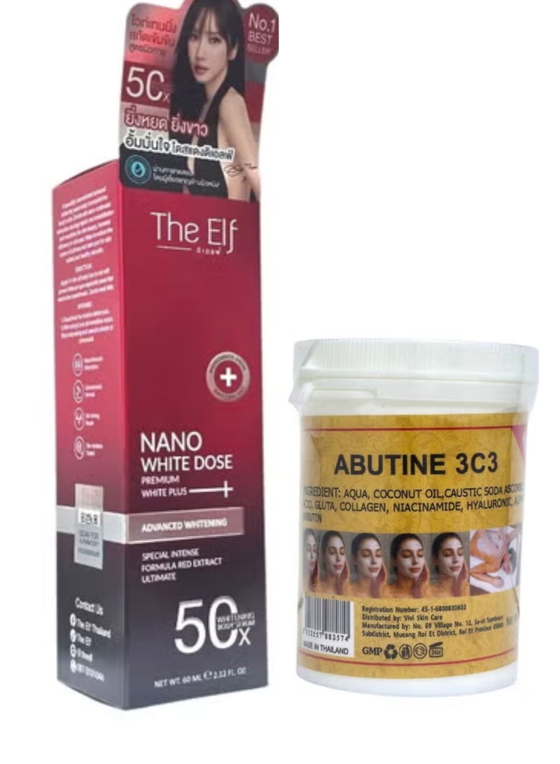 The Elf Nano White Dose Premium White Plus Serum & Abutine 3c3 Whitening Cream 220g Bundle - Image 1