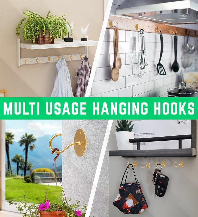 Etoolia Ceiling Hooks for Hanging Plants- 4pcs 2.56 inches Heavy Duty Powder Coated, Gold Hanging Hooks for Bird Feeders, Planters and Wind Chimes - Image 3