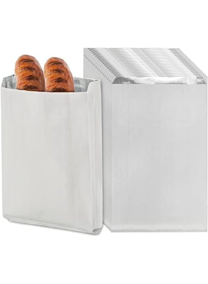 SYOSI 150 Pack 4 LB Foil Hamburger Wrappers,16 × 3.8 × 25 cm Grease Resistance Paper Foil Hot Dog Bags, Insulated Aluminum Foil Sandwich Wrap Sleeves, for Fast Food, Food Truck, Serving, BBQ - Image 1