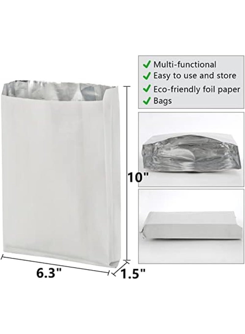 SYOSI 150 Pack 4 LB Foil Hamburger Wrappers,16 × 3.8 × 25 cm Grease Resistance Paper Foil Hot Dog Bags, Insulated Aluminum Foil Sandwich Wrap Sleeves, for Fast Food, Food Truck, Serving, BBQ - Image 2