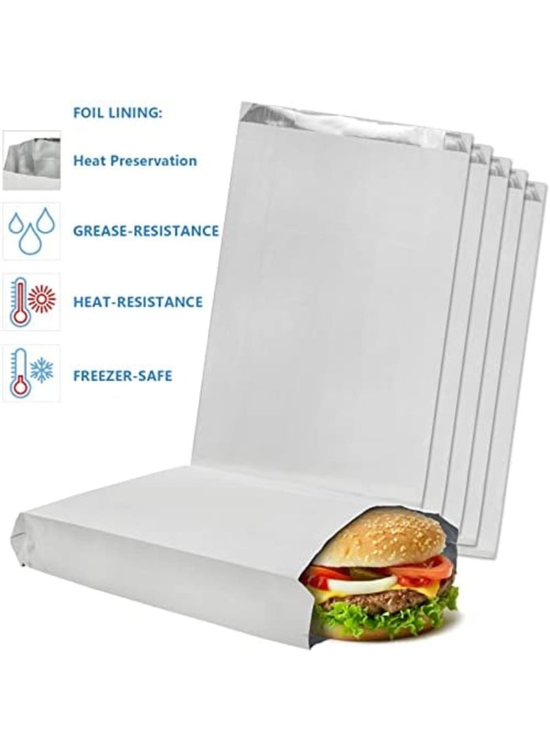SYOSI 150 Pack 4 LB Foil Hamburger Wrappers,16 × 3.8 × 25 cm Grease Resistance Paper Foil Hot Dog Bags, Insulated Aluminum Foil Sandwich Wrap Sleeves, for Fast Food, Food Truck, Serving, BBQ - Image 3