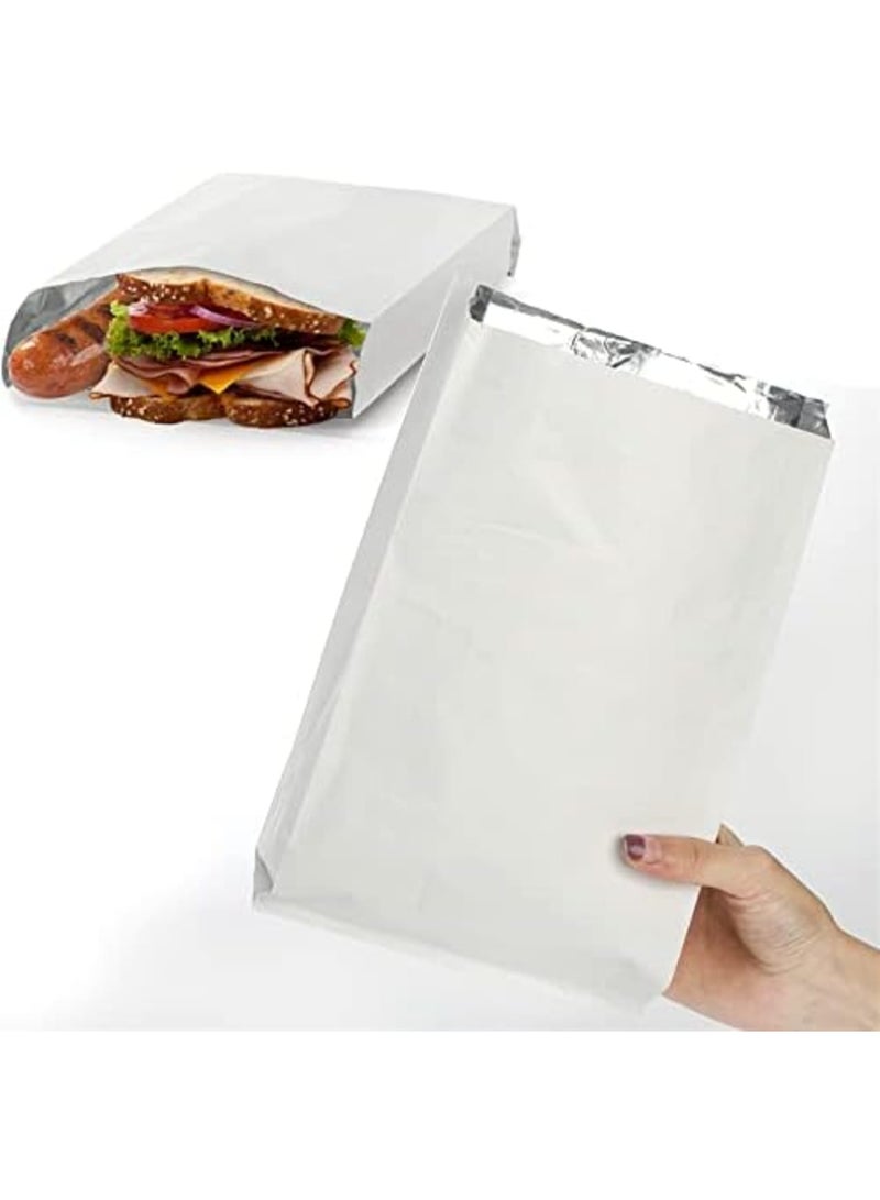 SYOSI 150 Pack 4 LB Foil Hamburger Wrappers,16 × 3.8 × 25 cm Grease Resistance Paper Foil Hot Dog Bags, Insulated Aluminum Foil Sandwich Wrap Sleeves, for Fast Food, Food Truck, Serving, BBQ - Image 5