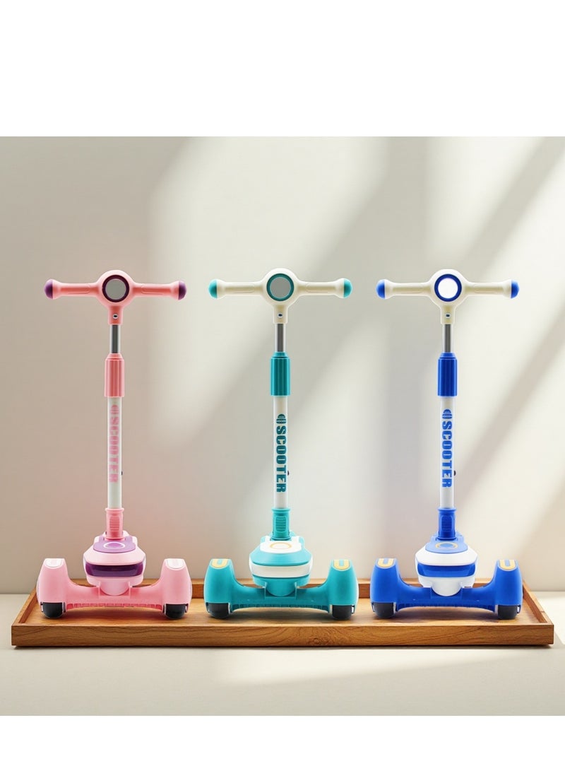 إيزي فيتشور سكوتر EASY FUTURE القابل للطي للأطفال بمقبض قابل لتعديل الارتفاع، وعجلات LED من البولي يوريثان، وفرامل خلفية وموسيقى - مثالي للأعمار من 3 إلى 8 سنوات - Image 5