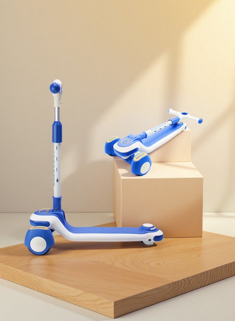 إيزي فيتشور سكوتر EASY FUTURE القابل للطي للأطفال بمقبض قابل لتعديل الارتفاع، وعجلات LED من البولي يوريثان، وفرامل خلفية وموسيقى - مثالي للأعمار من 3 إلى 8 سنوات - Image 1