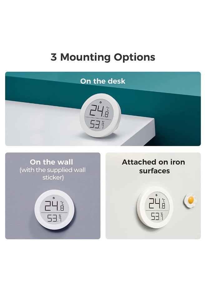 Thermometer Hygrometer Sensor works with (only works with iOS) Wireless Indoor Temperature and Humidity Monitor with E-Ink Display via Thread or Bluetooth